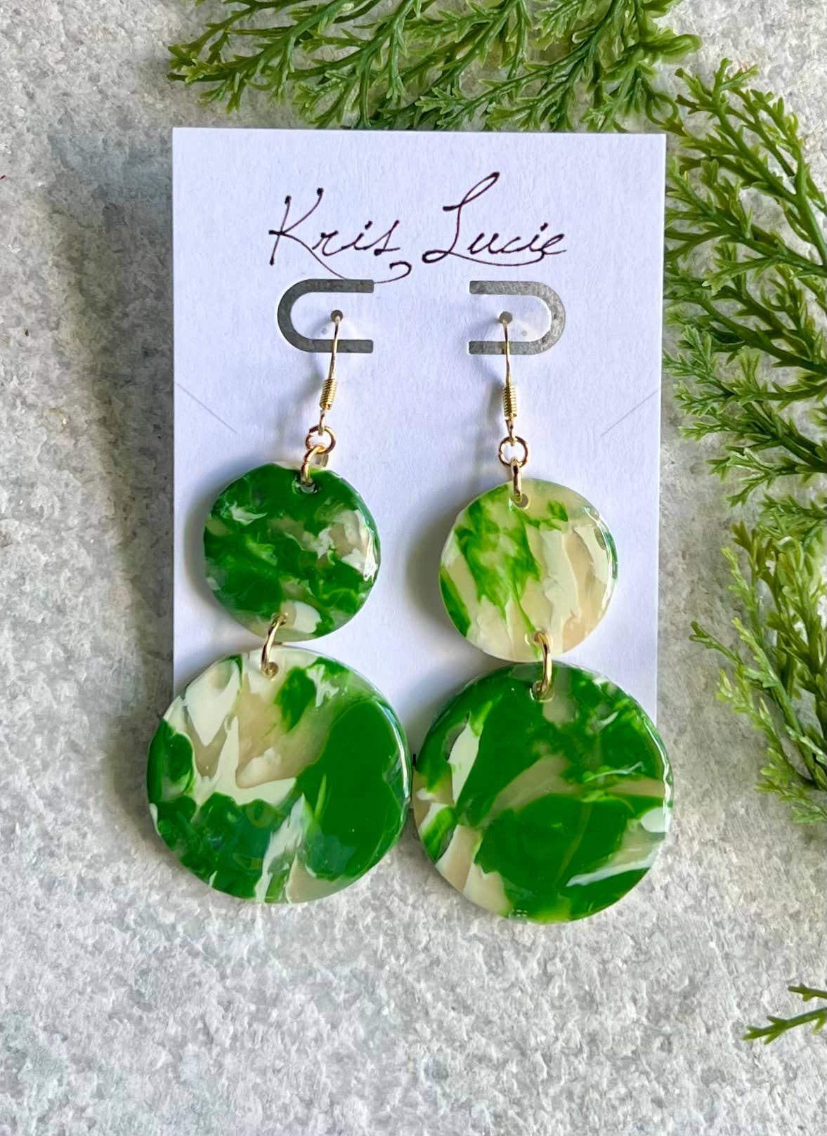 Green Marble Earrings