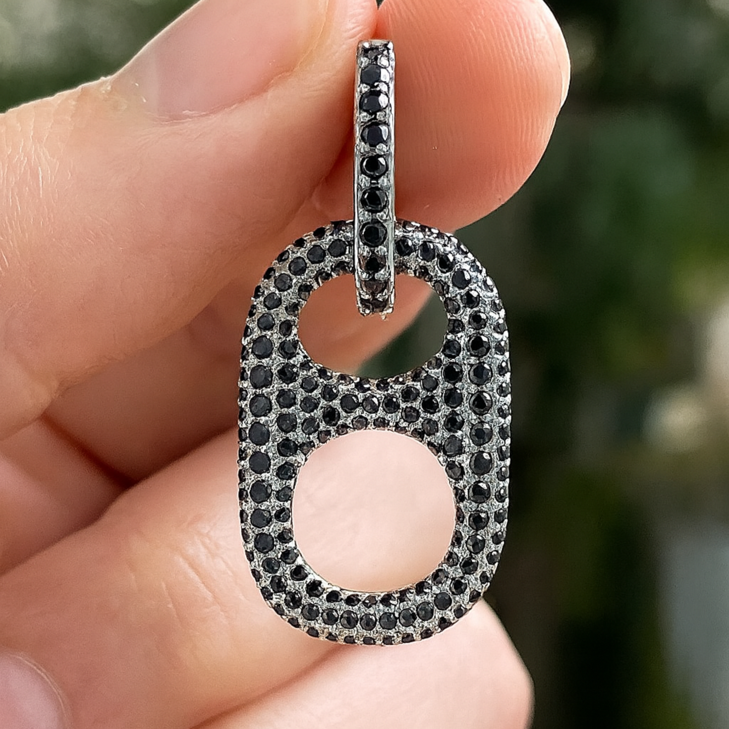 Hillbetty Poptab Earring - Silver/Black Sparkle