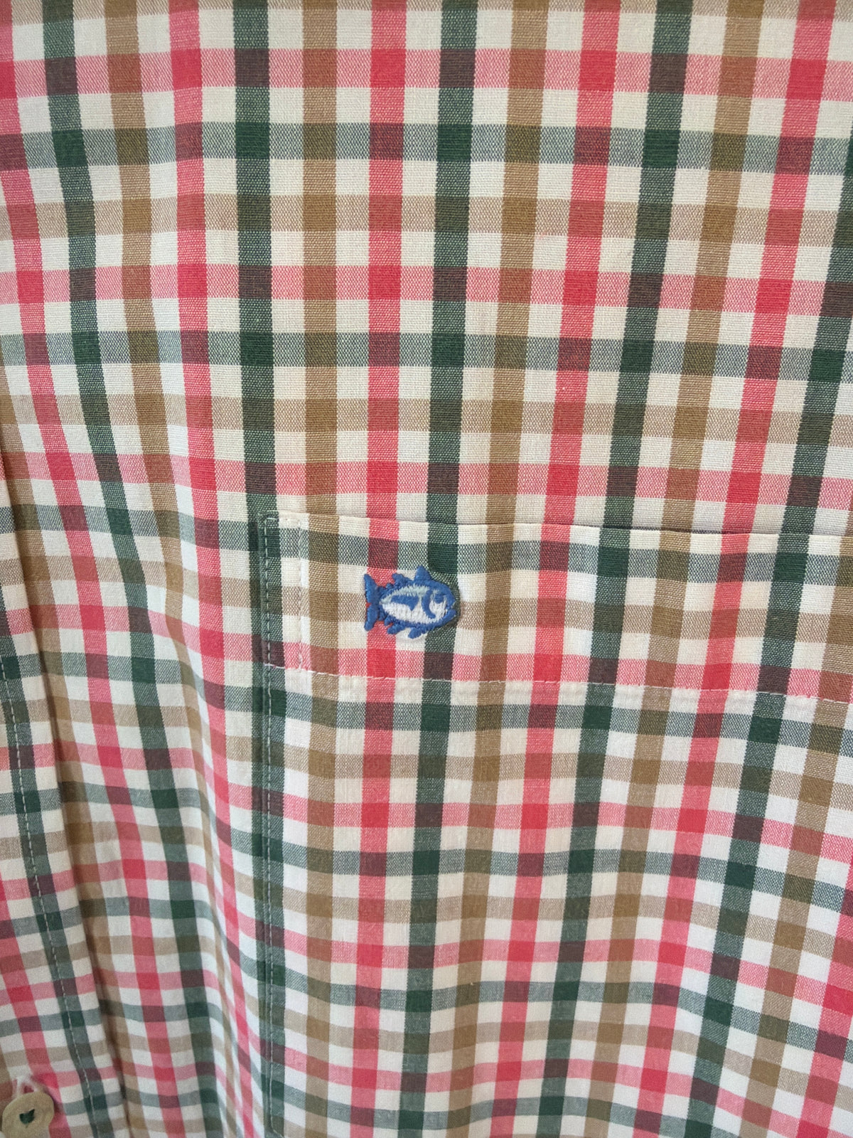 Southern Tide Plaid Oxford Shirt – Upcycled Ruffle Collar | Size Large