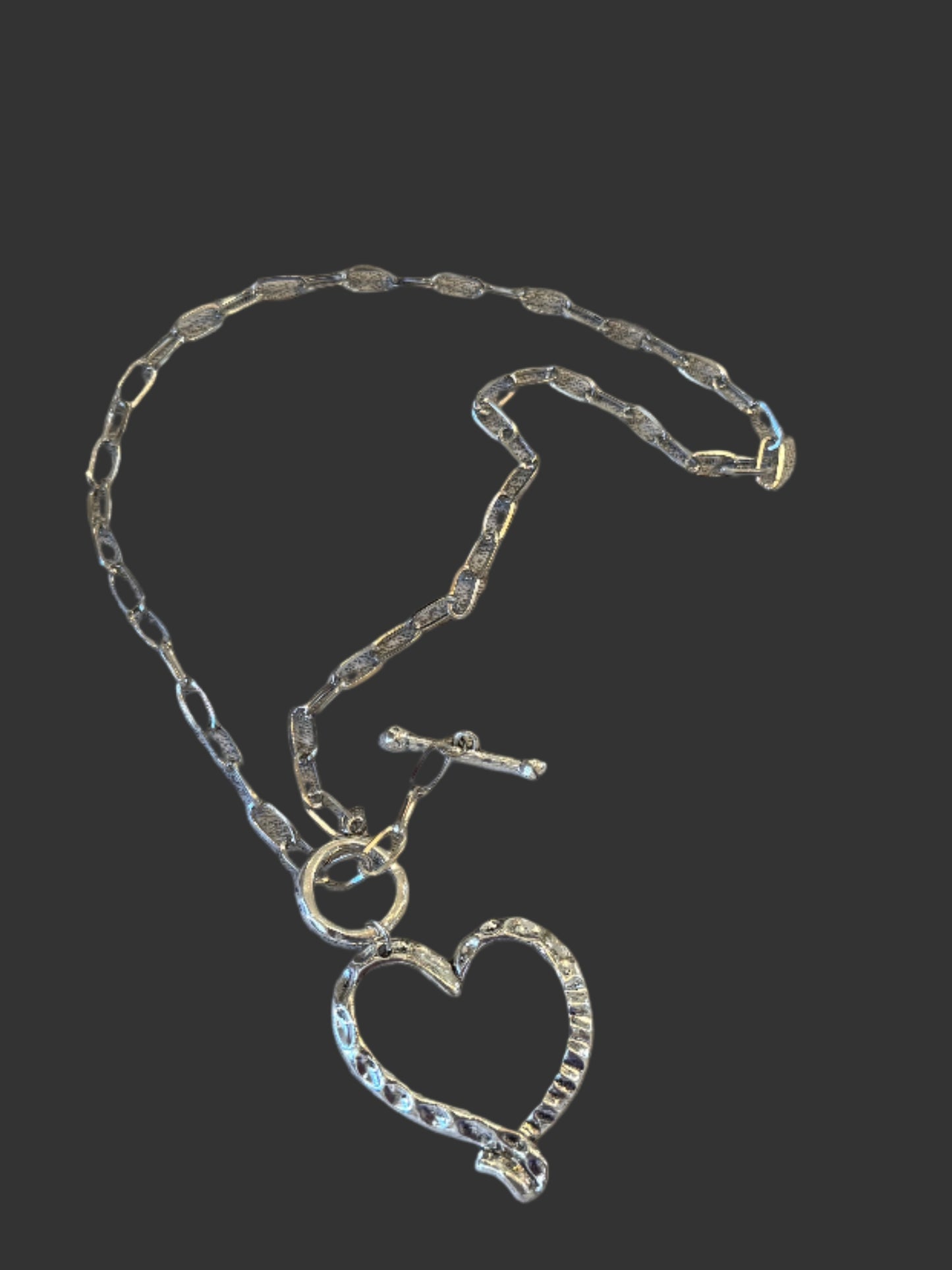 Silver Chain Necklace with and Heart Charm