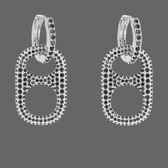 Hillbetty Poptab Earrings - Silver/Black