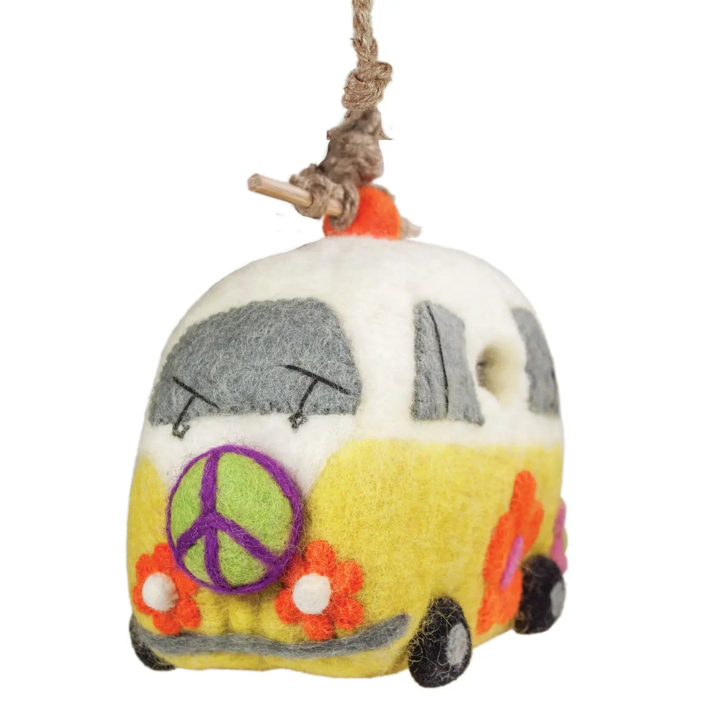 Wild Woolies Hippie Van Felt Birdhouse | Wren Birdhouse | dZi Handmade | 7.5"