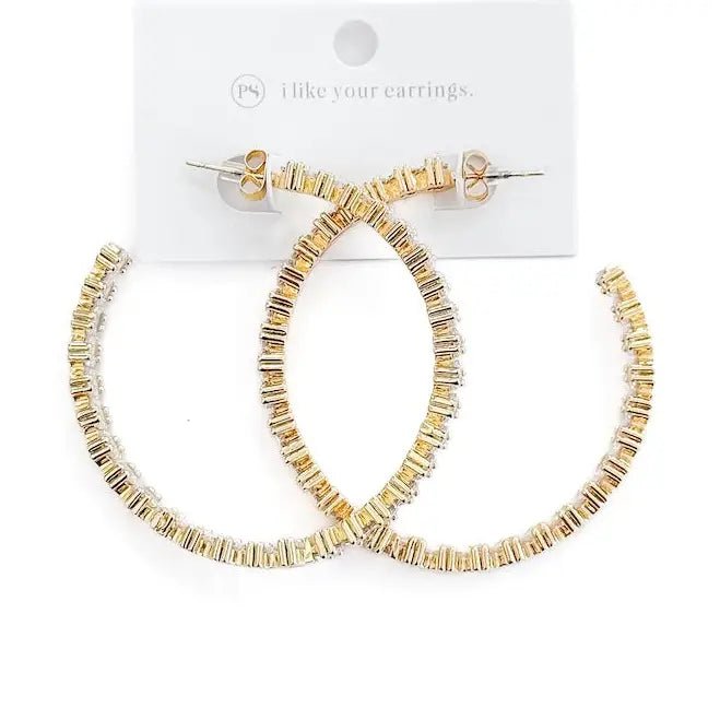 Bold and Beautiful Diamond Hoop Earrings - Waterproof 2" Statement Hoops