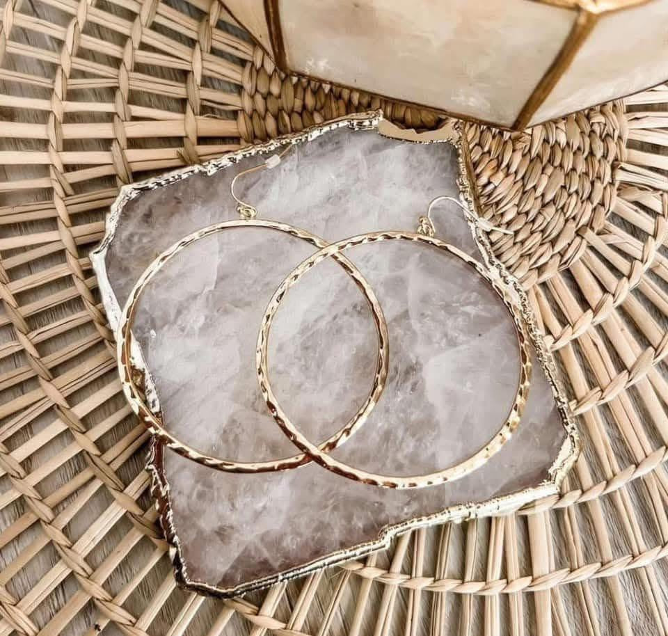 jBloom Paloma Textured Gold Hoop Earrings