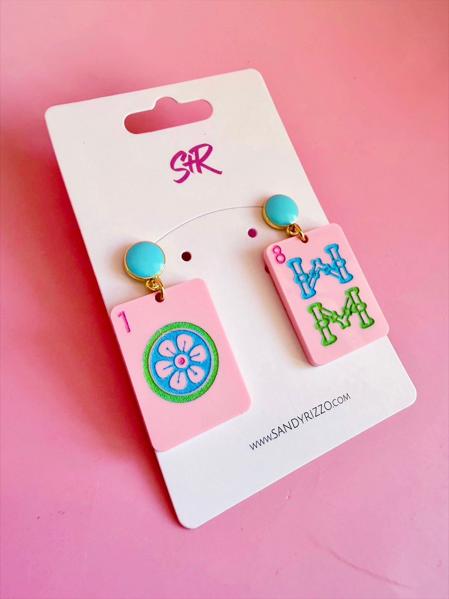 Pink Mahjong Dangle - Sandy & Rizzo