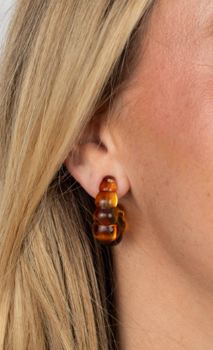 jBloom Amber Tortoise Scalloped Semi-Hoop Earrings