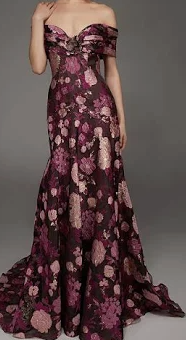 Alyce Paris Off-Shoulder Sweetheart A-Line Gown with Sweep Train, Size 8
