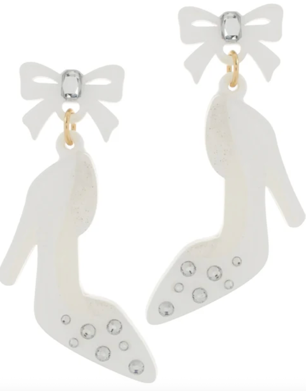 Bow & Glass Slipper Acrylic Drop Earrings