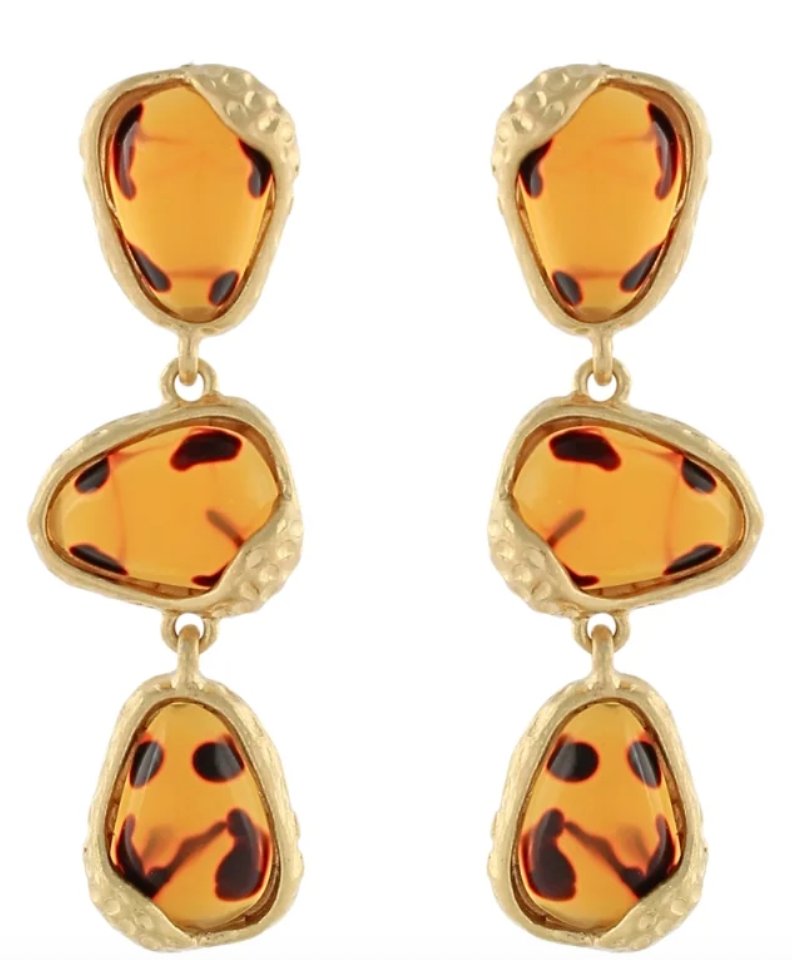 Tortoise Teardrop Stone Earrings