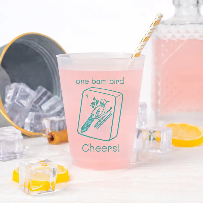 One Bam Bird Mahjong Frosted Cups – 16 oz Reusable Party Cups