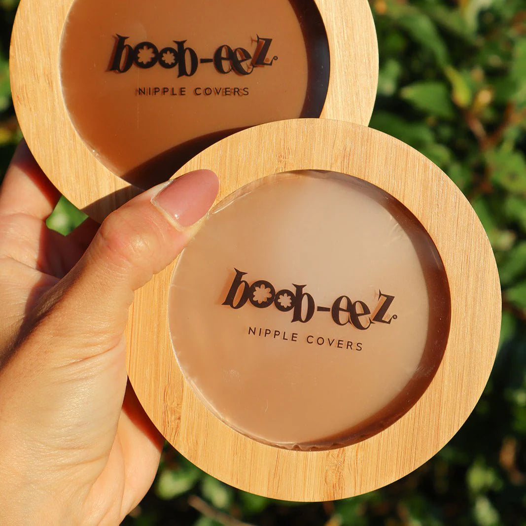 Boob-eez Nipple Covers in Bamboo Travel Case - 6cm Light Tint