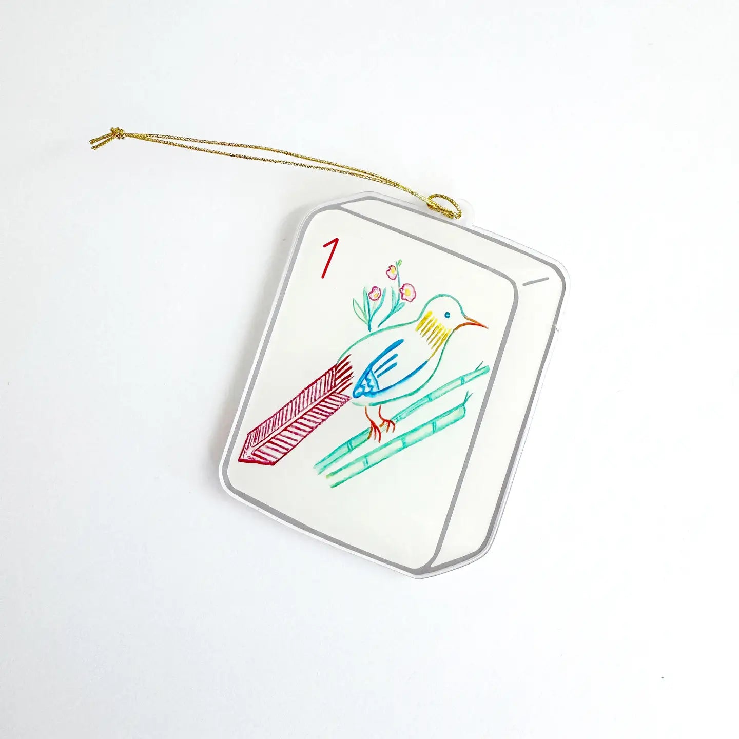 Mahjong “Bird Bam” Acrylic Ornament – 4" Holiday Gift for Mahjong Lovers