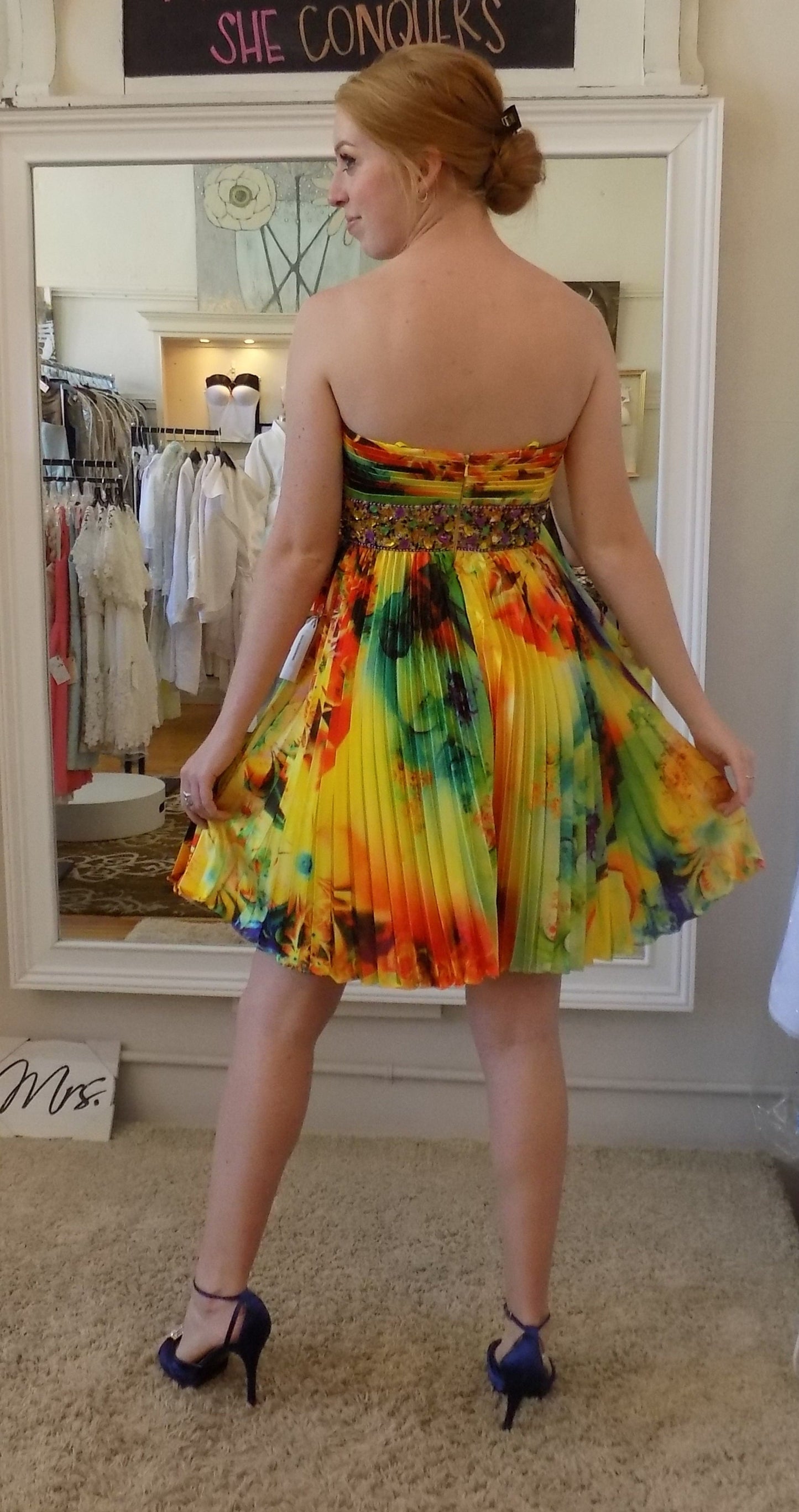 Short fun dress; Burst of Color