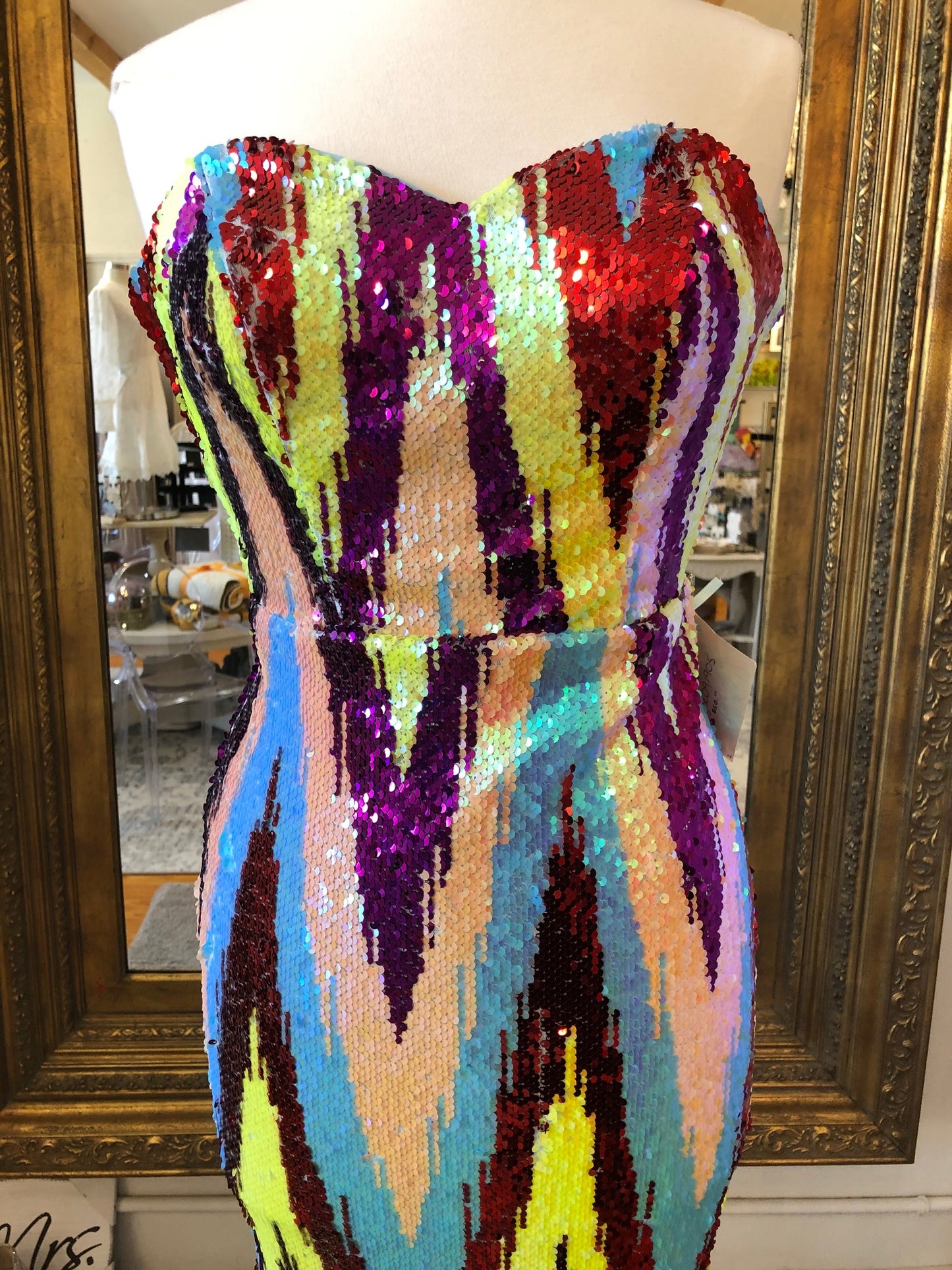 Alyce Chevron Sequin Gown | Multicolor Sweetheart Neckline Formal Dress