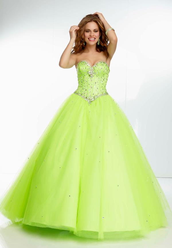 Mori Lee Lime Green Rhinestone Corset Ball Gown | Prom & Formal Dress Mori Lee Lime Green Rhinestone Corset Ball Gown | Prom & Formal Dress
