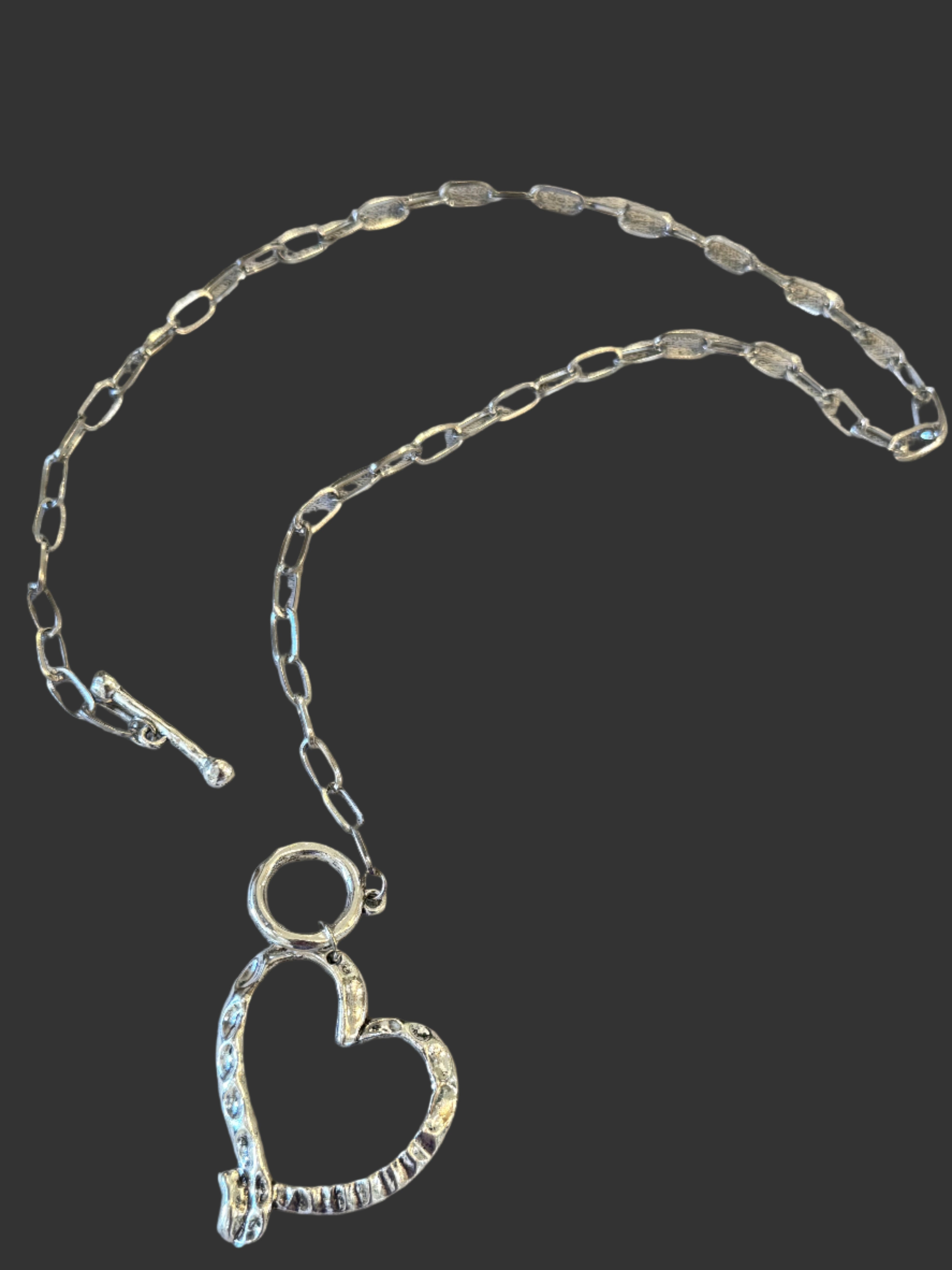 Silver Chain Necklace with and Heart Charm