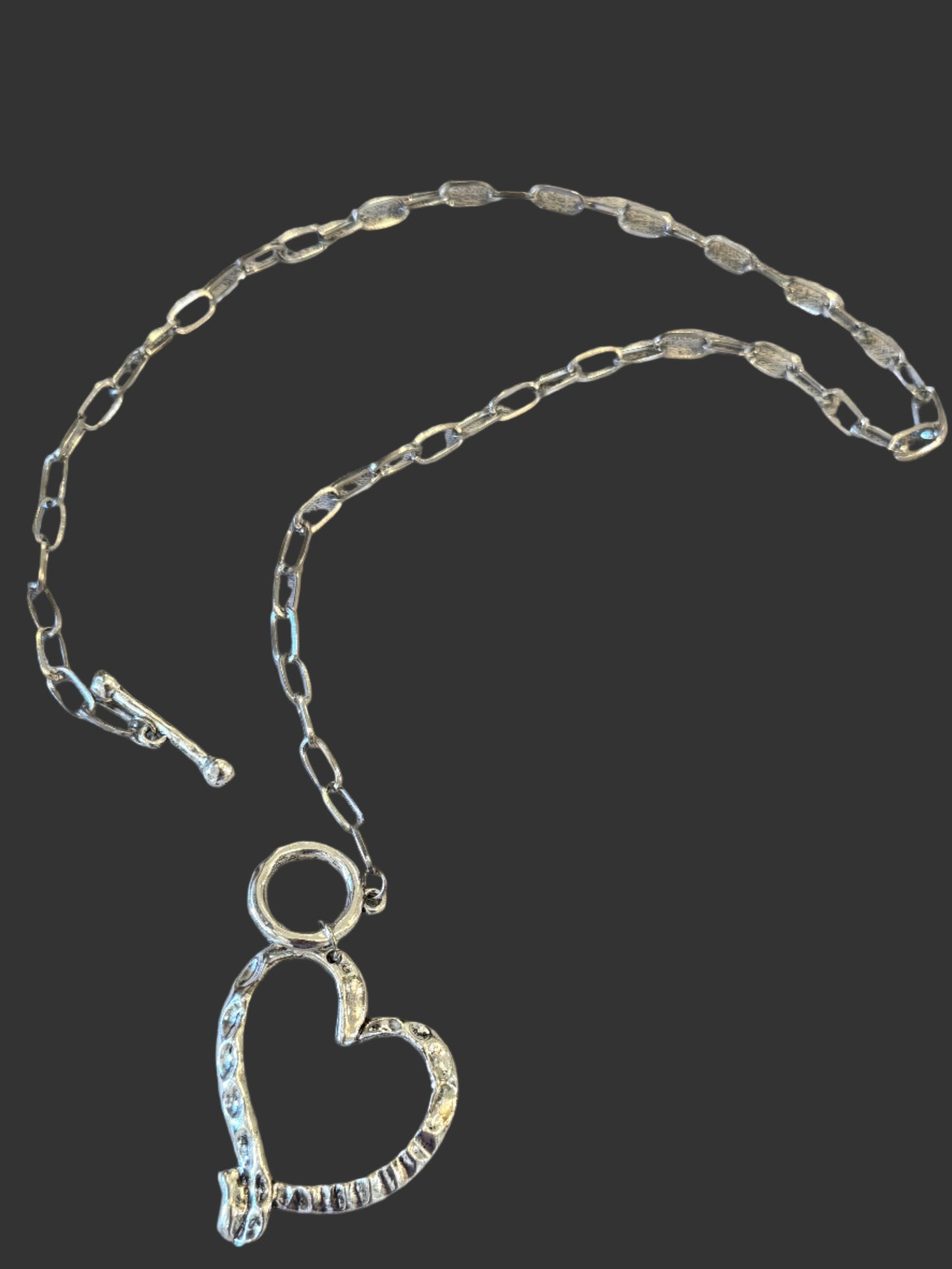 Silver Chain Necklace with and Heart Charm