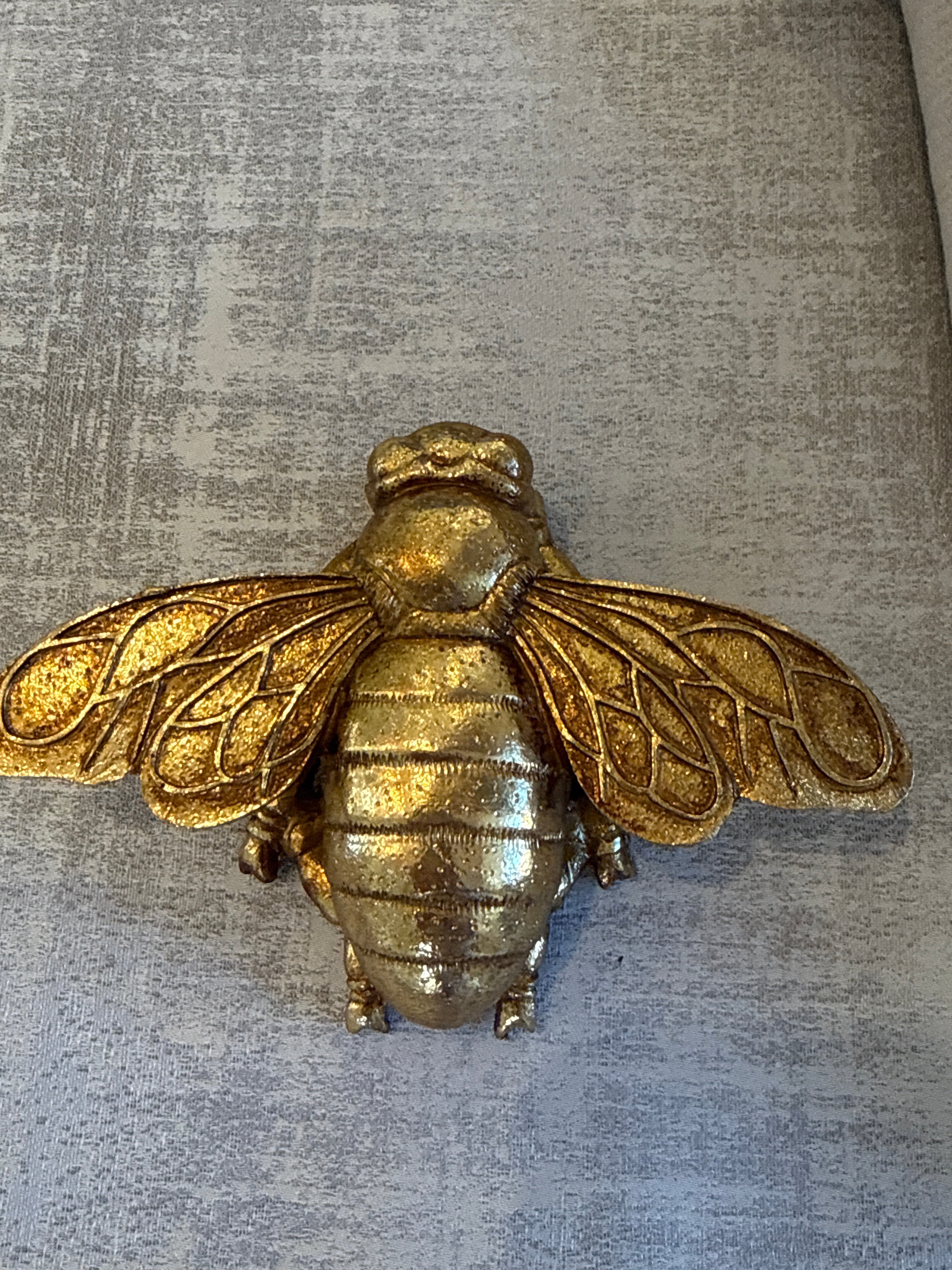Bee, Small, Resin, Golden, Insect Design Wall Mount