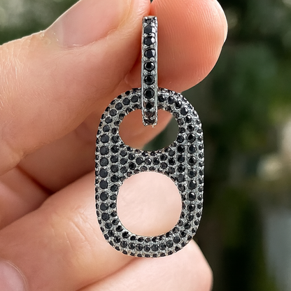 Hillbetty Poptab Earring - Silver/Black Sparkle