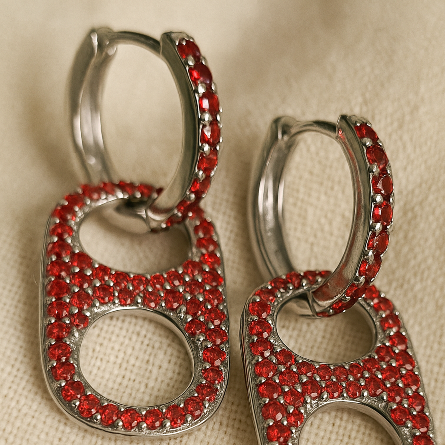 Hillbetty Poptab Earrings - Silver/Red