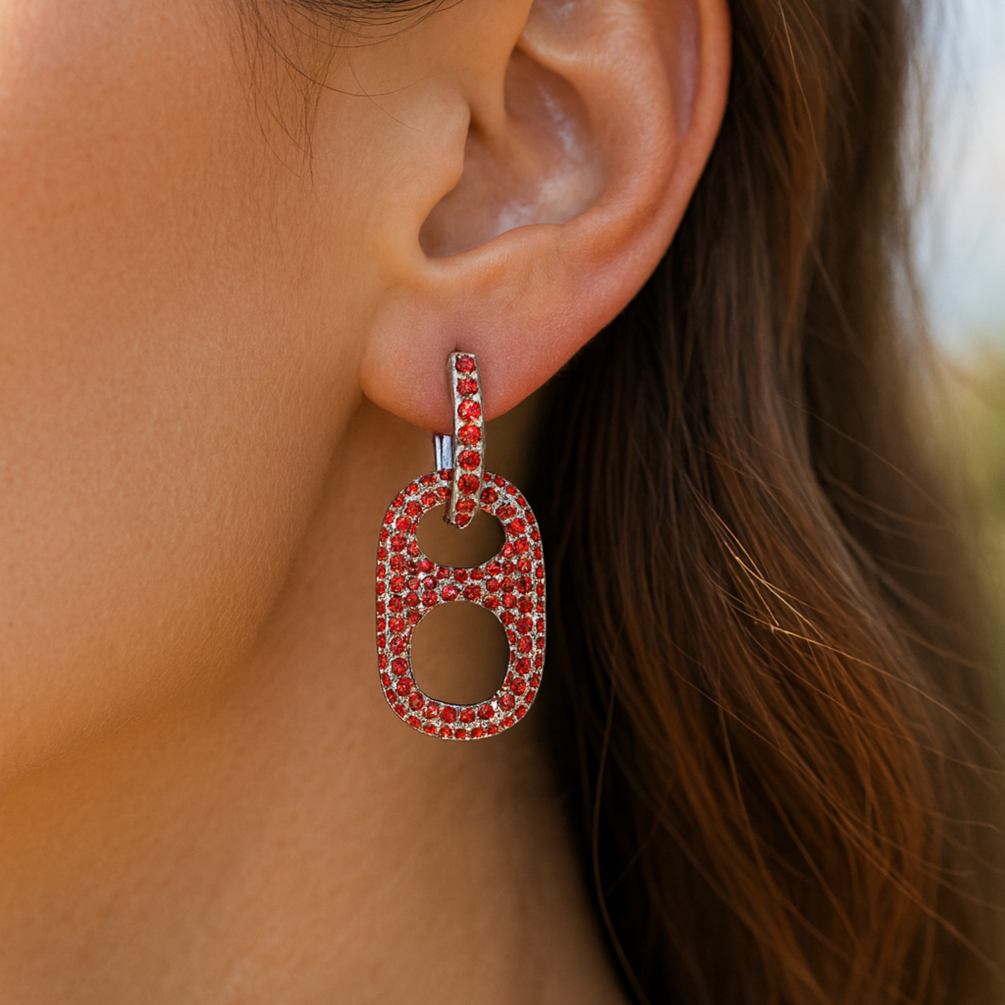 Hillbetty Poptab Earrings - Silver/Red