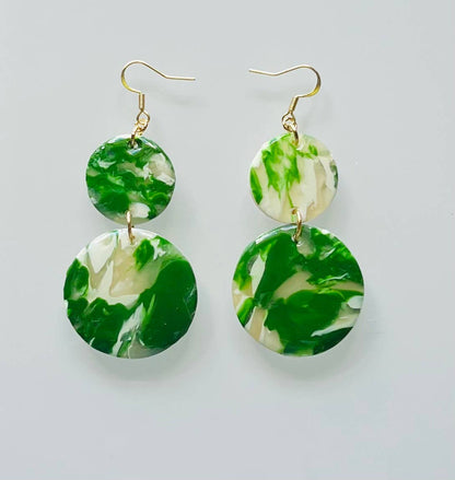 Green Marble Earrings