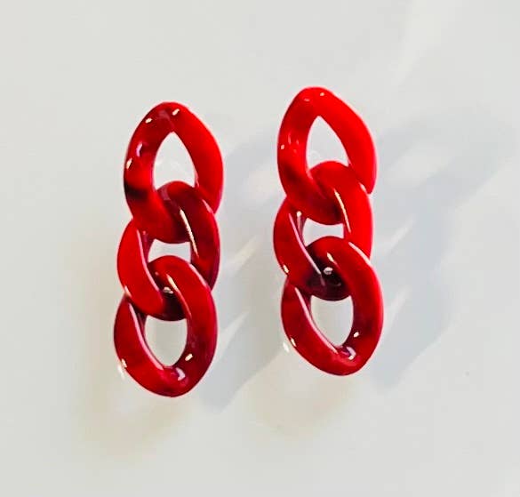 Wendy Red Chain Earrings