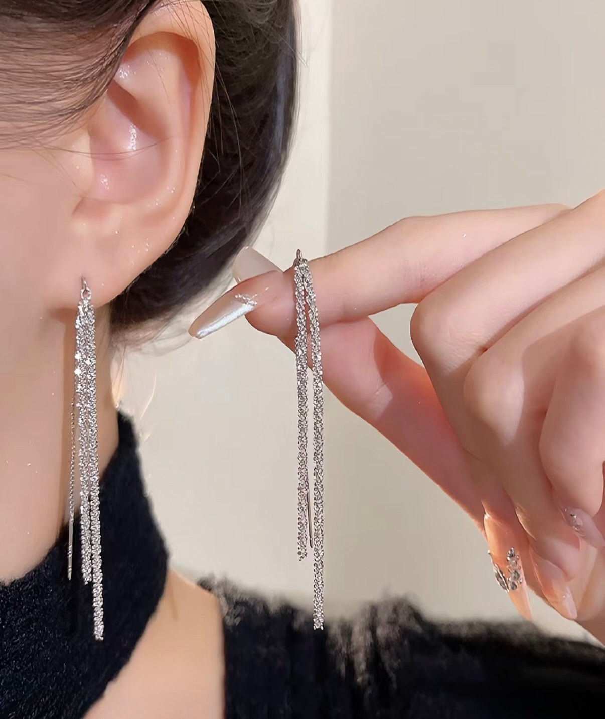 Silver Tassel Threader Earrings