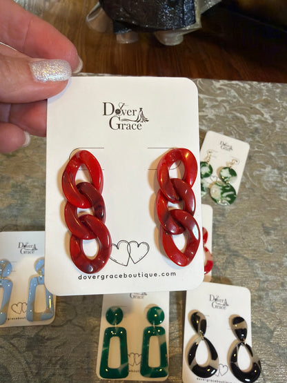 Wendy Red Chain Earrings