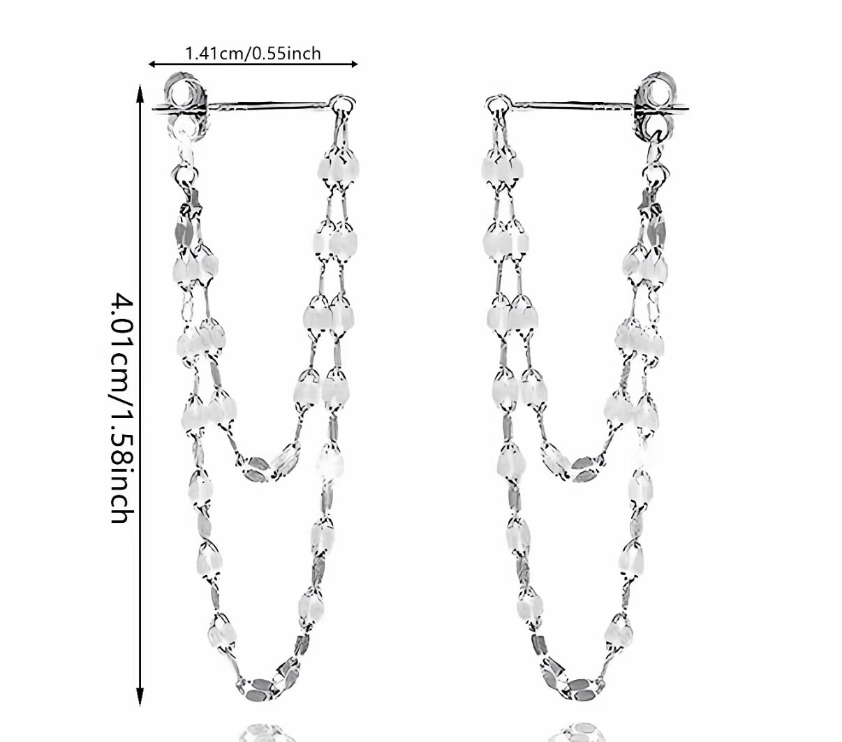 Silver Layered Chain Hoop Earrings