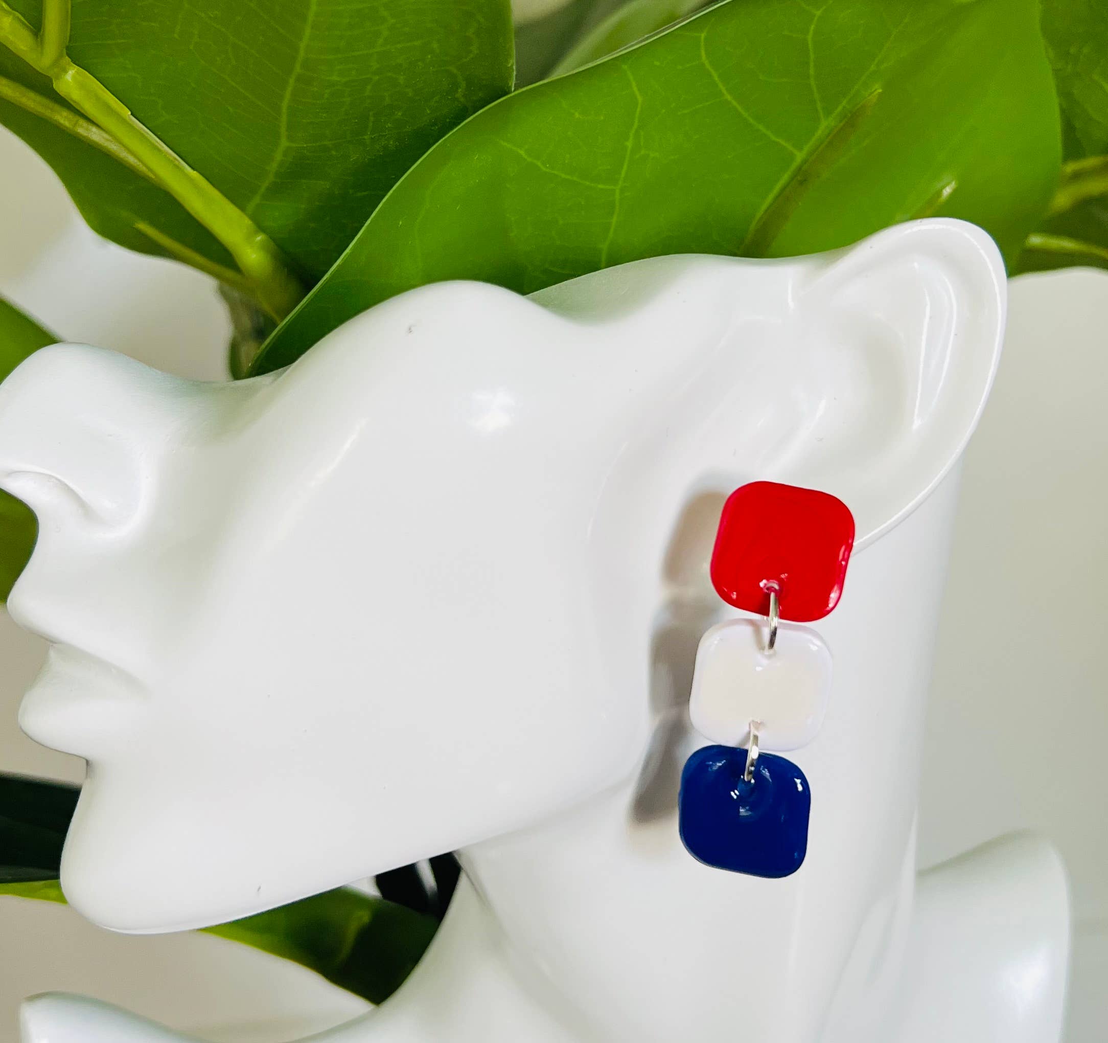 Red, White & Blue Dangle Earrings