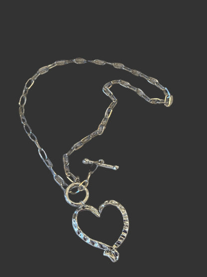 Silver Chain Necklace with and Heart Charm