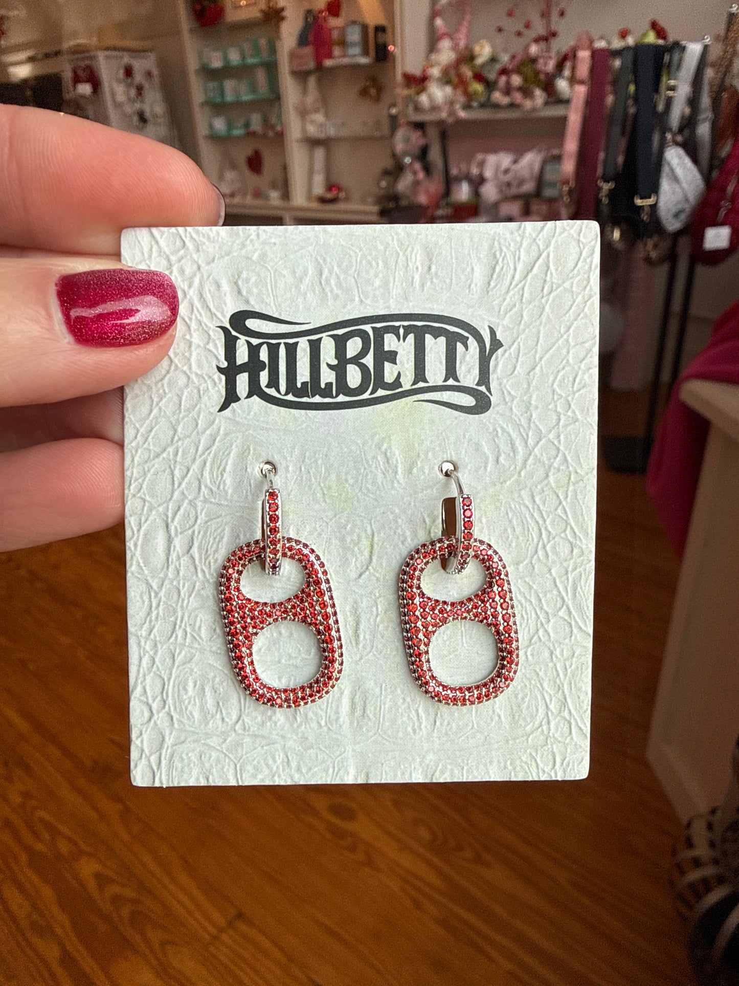 Hillbetty Poptab Huggie Hoop Sparkly Charm Drop Earrings