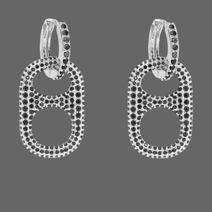 Hillbetty Poptab Earring - Silver/Black Sparkle