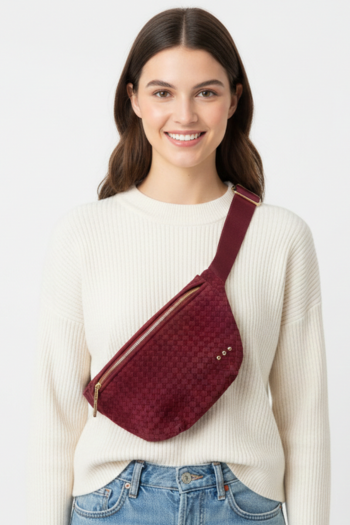 Westlyn Suede Bum Bag, Burgundy, with Strap