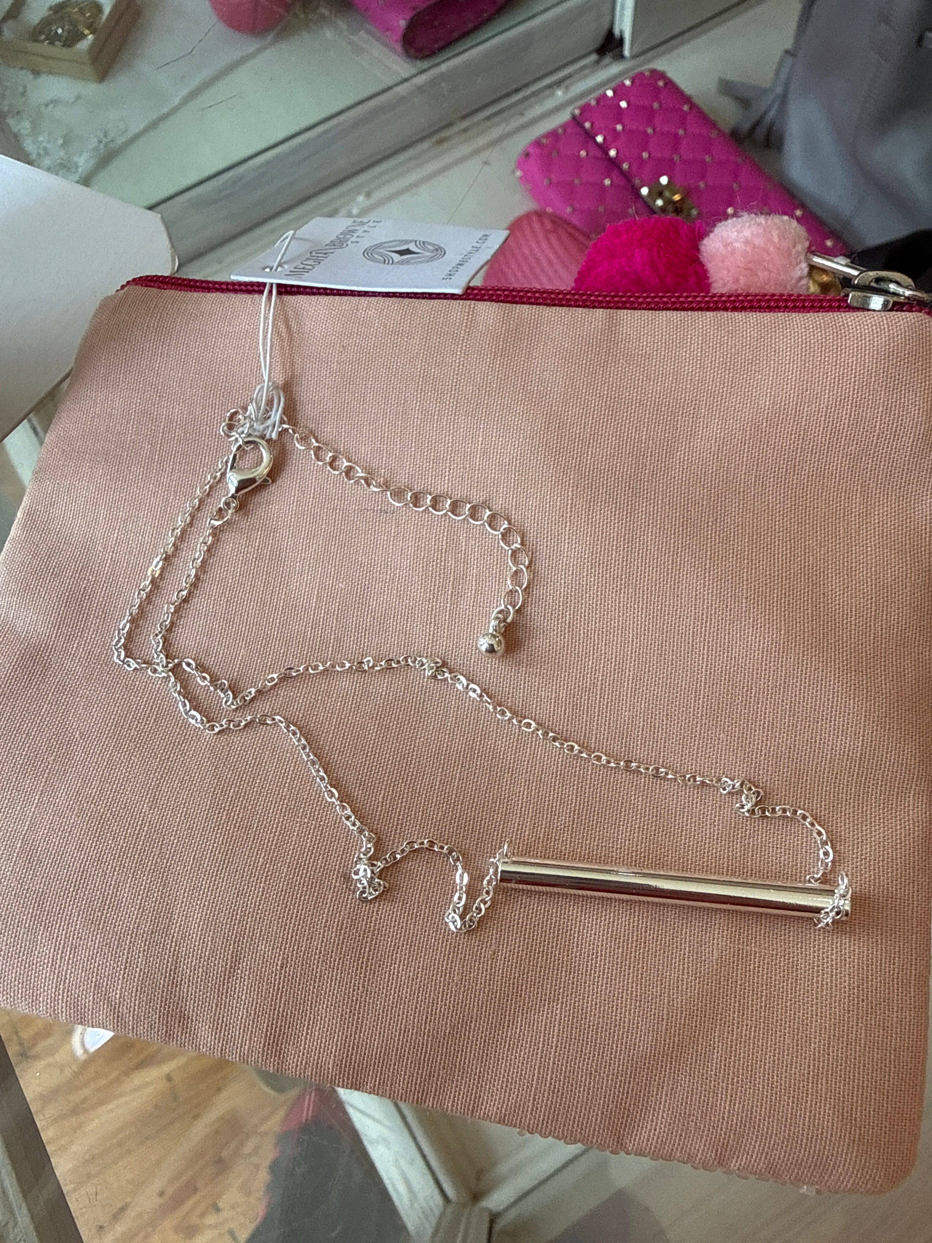 Silver Bar Pendant Necklace | Minimalist Dainty Chain