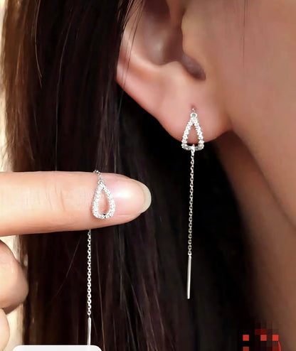 Crystal Teardrop Threader Earrings