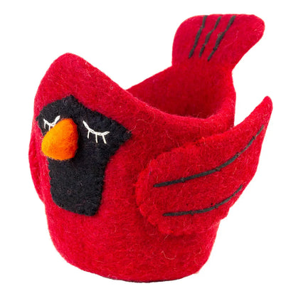 Hand-Felted Cardinal Planter | Wool Pot for 4" Plants