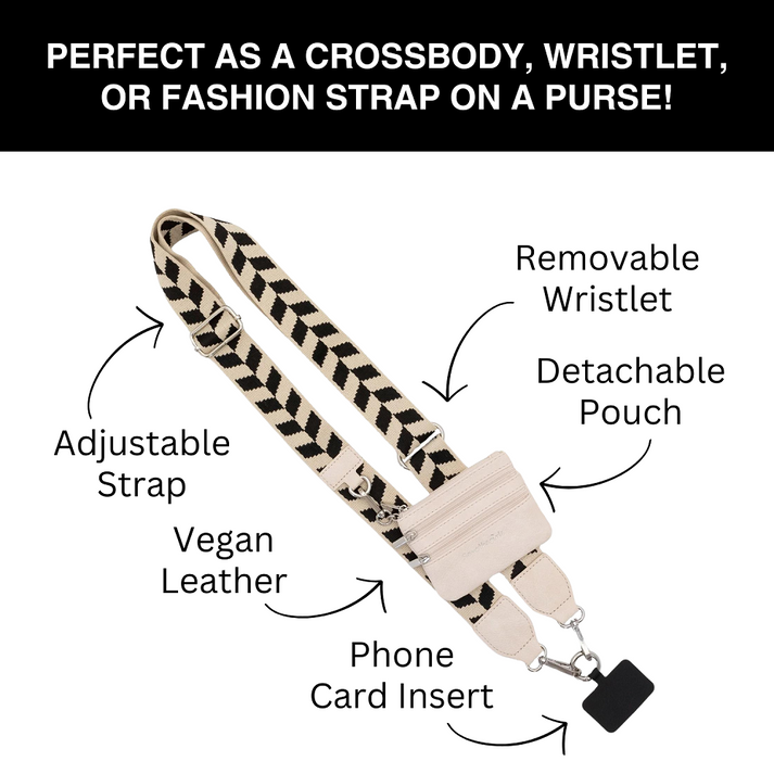 Clip & Go Strap w/Zippered Pouch - Chevron Collection