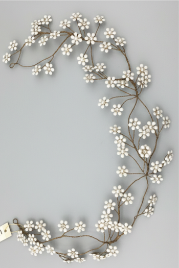 White Daisy Bridal Hairpiece with Gold Accents
