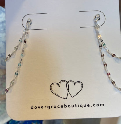 Silver Layered Chain Hoop Earrings