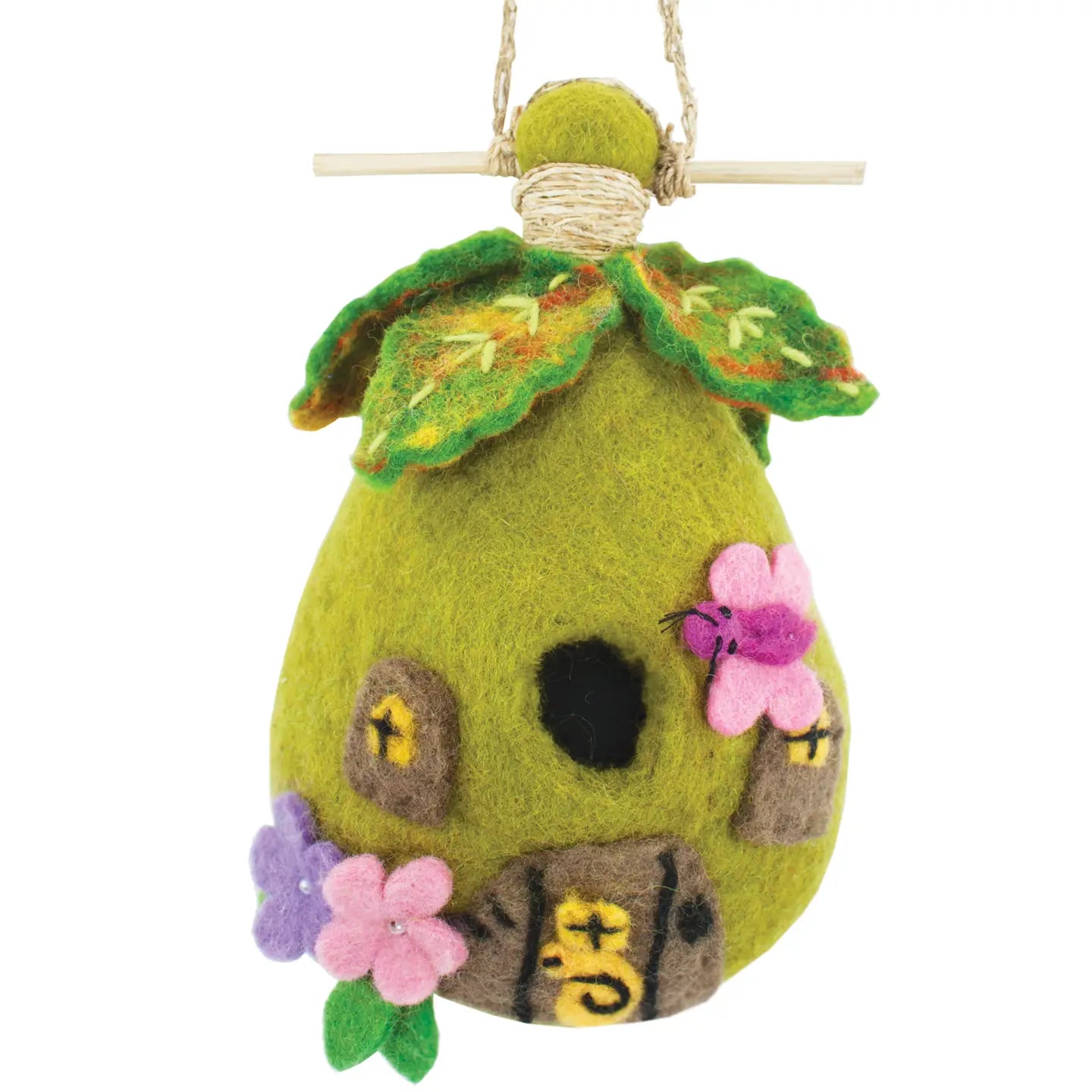 Hand-Felted Wren Birdhouse | Outdoor or Indoor Decor | 8.5"