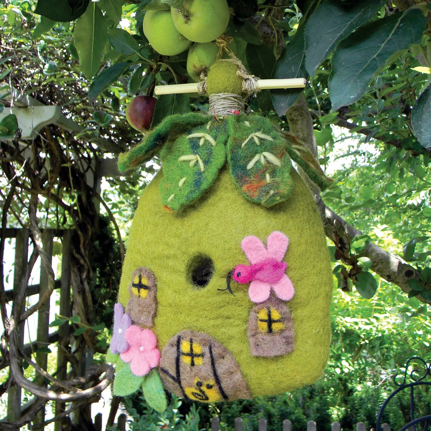 Hand-Felted Wren Birdhouse | Outdoor or Indoor Decor | 8.5"