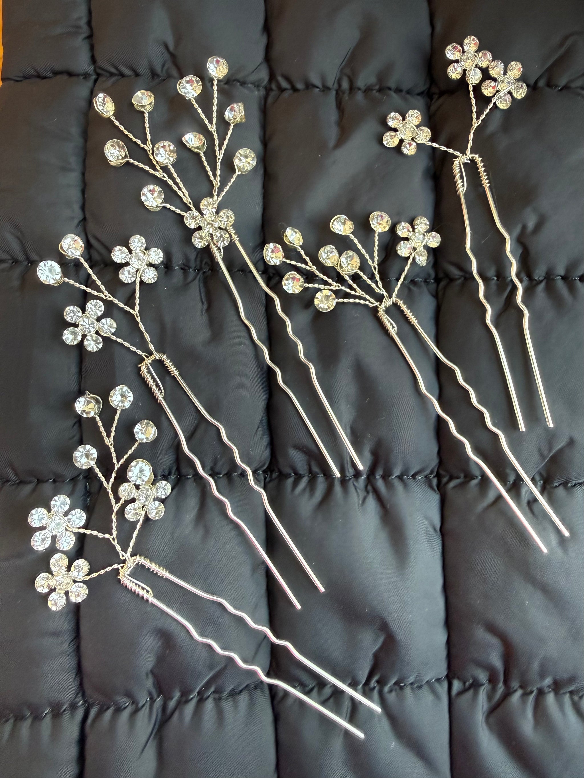 Elegant Rhinestone Hair Pins | Gold or Silver Set of 5