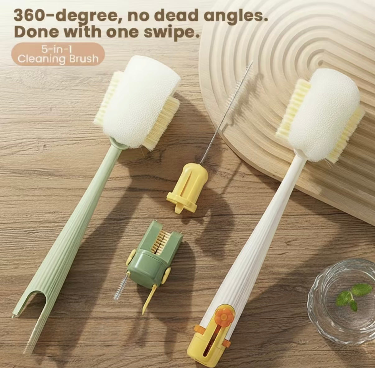 5-in-1 Bottle & Straw Cleaning Brush Set - Multifunctional Kitchen Cleaning Tool for Water Bottles, Cups & Straws