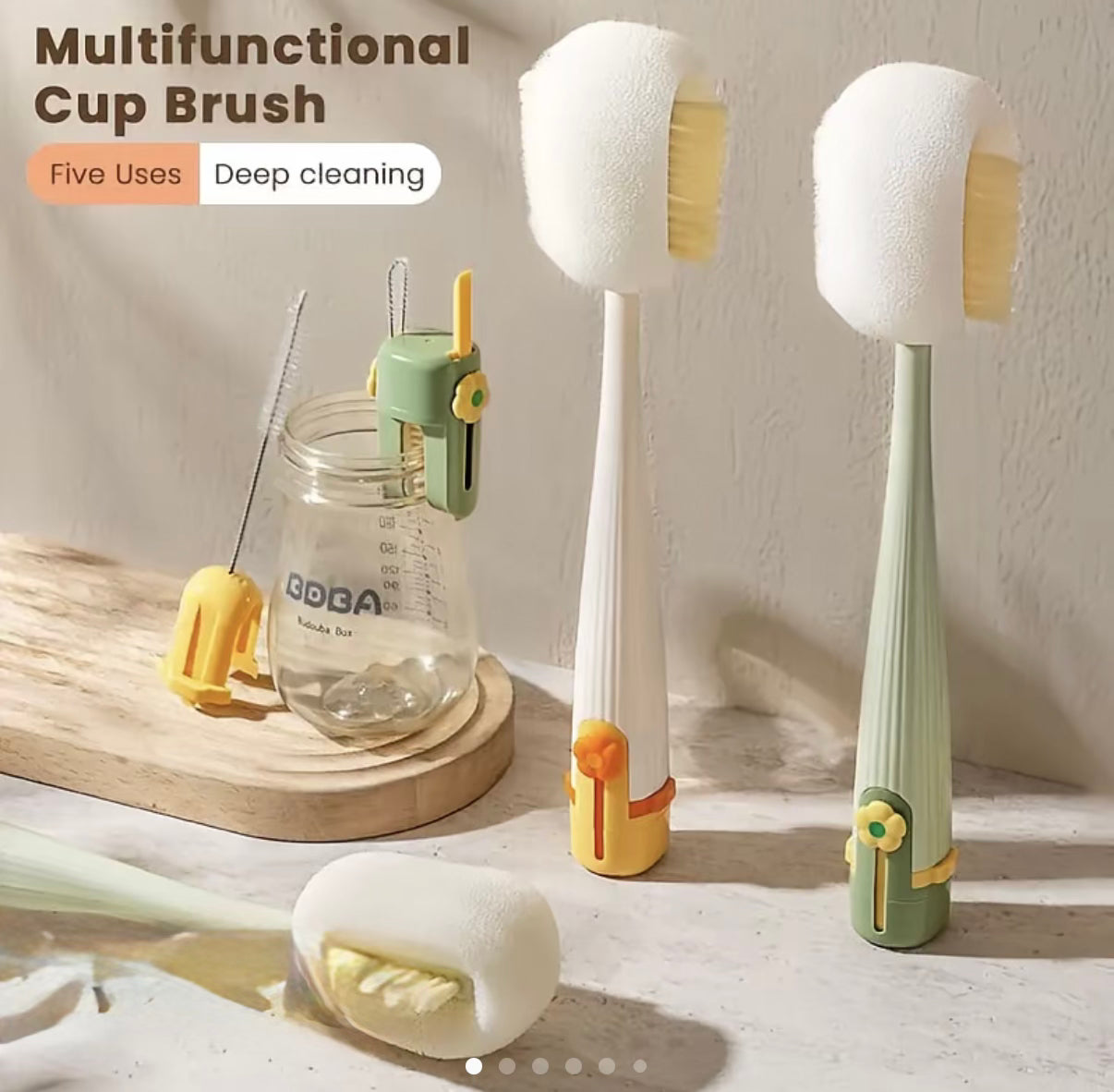 5-in-1 Bottle & Straw Cleaning Brush Set - Multifunctional Kitchen Cleaning Tool for Water Bottles, Cups & Straws