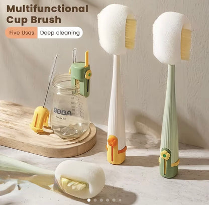 5-in-1 Bottle & Straw Cleaning Brush Set - Multifunctional Kitchen Cleaning Tool for Water Bottles, Cups & Straws