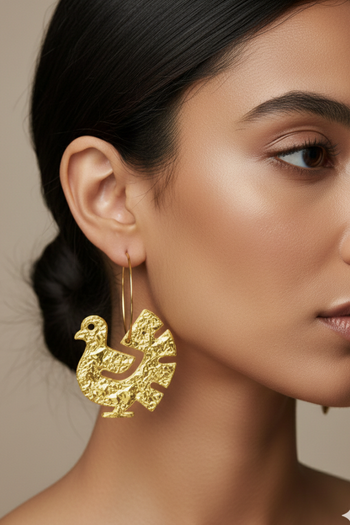 Gold Lamé Turkey Earrings