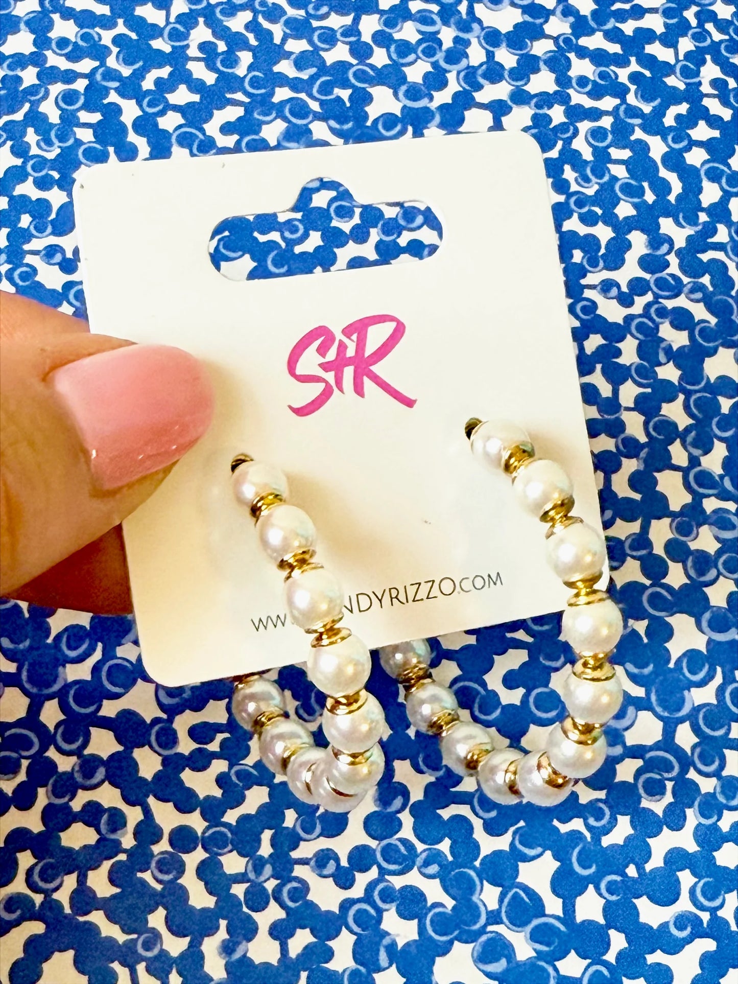 Sandy and Rizzo Beaded Pearl Hoop Earrings