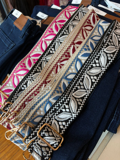 Woven Embroidered Bag Strap – Wide Crossbody Purse Strap